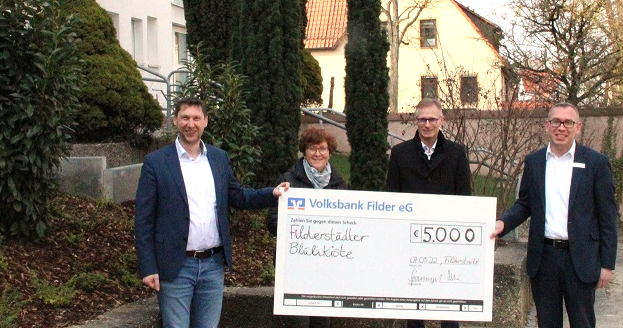 Volksbank Filder spendet 5.000 Euro Volksbank Filder spendet 5.000 Euro